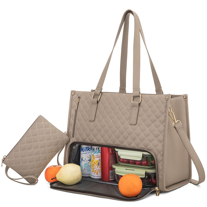 2-in-1 Quilted Laptop & Lunch Tote with Wallet