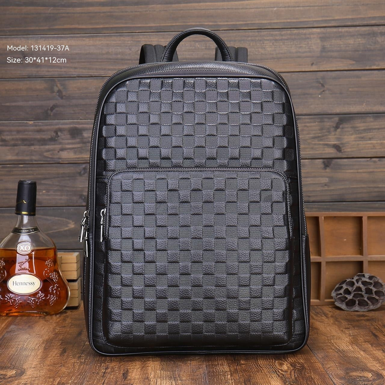 Men's Genuine Leather Business Backpack - Anti-Theft Commuter Bag